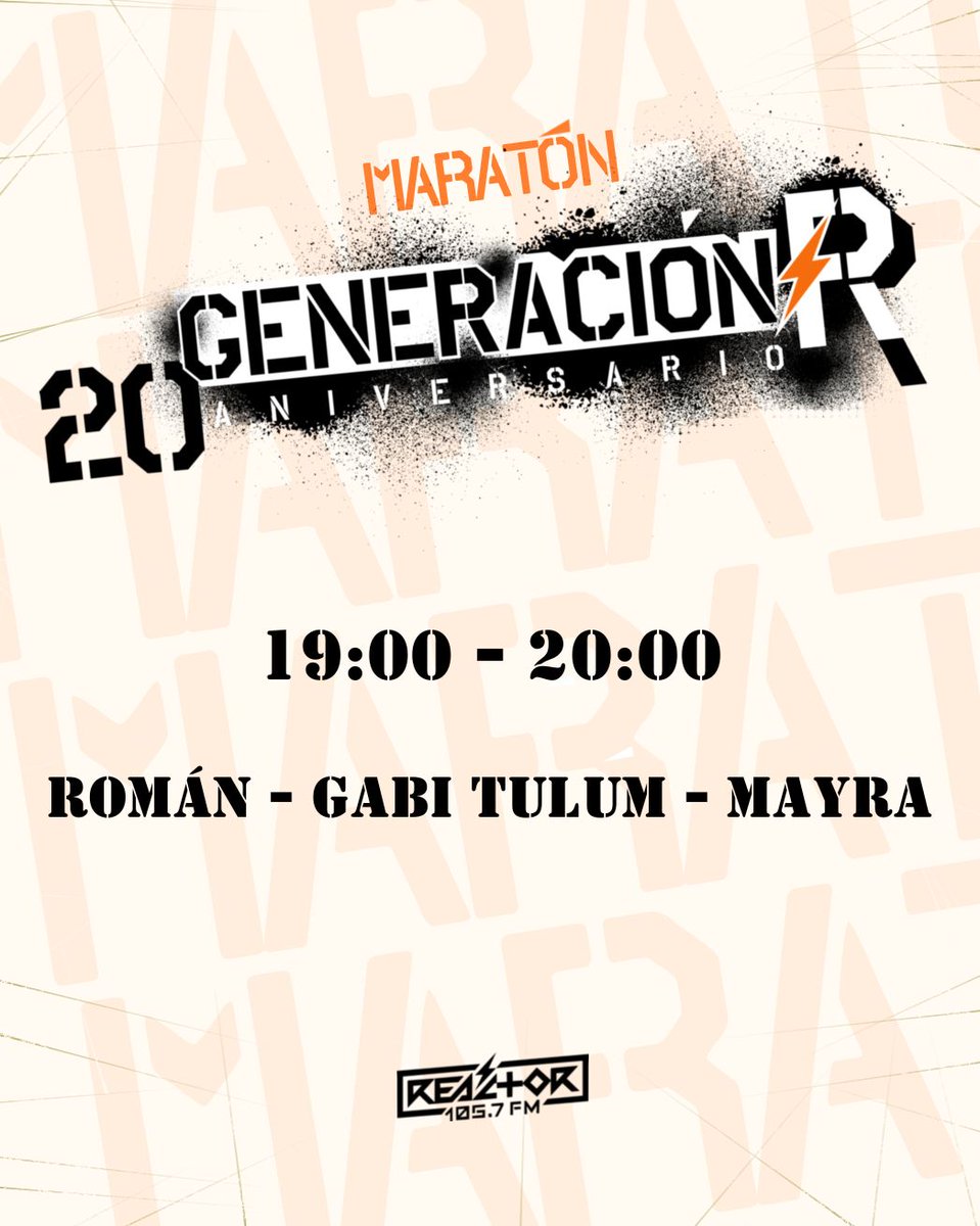 Ahora si, seguimos con nuestra transmisión monstruo. Y es que de aquí y hasta las 20 horas <a href="/Romanbarco_/">Roman Barco</a>, <a href="/GabiTulum/">Gabi Tulum</a> y Maye serán los encargados de poner la fiesta y rolas.

Sigamos celebrando a lo grande 🕺😃

#GeneraciónR #R20
