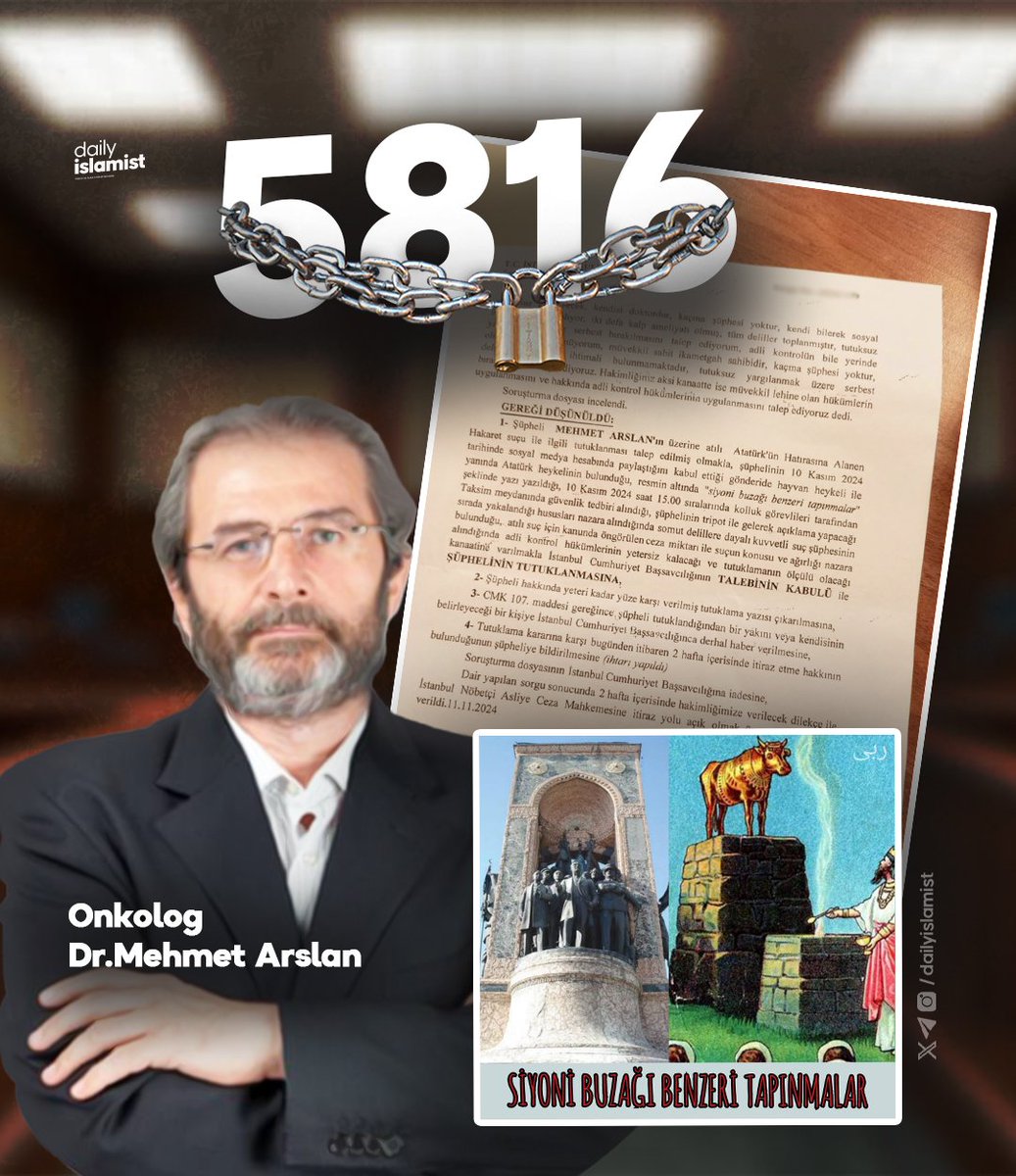 Hakaret ve küfür barındırmadığı sürece fikirlere ket vuramazsınız.

Kutsallarımıza ayan beyan hakaret ve küfür edenlere karşı sus pus olanların en ufak Kemalizm eleştirisi yapanları anında tutuklamaları kabul edilemez.

#MehmetArslanYalnızDeğildir. Derhal serbest bırakın!