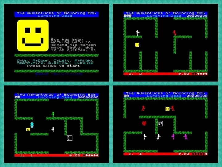 OldSchoolBooks1's tweet photo. Today's modern #retrogaming on the #ZXSpectrum #BouncingBob meets the #LurchingDead. It's a gentle type of Bezerk game, perfect for a lunchbreak, watch out for exploding heads! https://t.co/2psFRodWtE