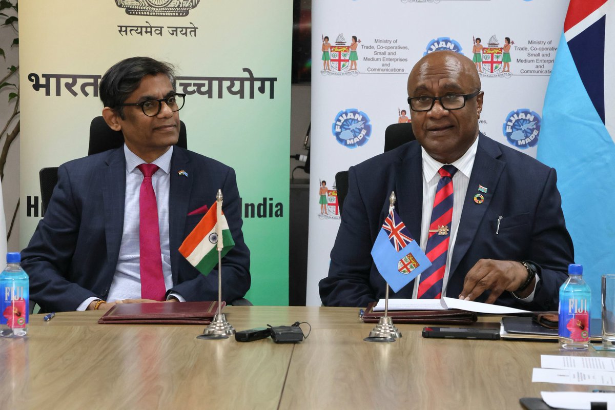 Ministry of Trade, Co-operatives, MSMEs and Comms (@mctttfiji) on Twitter photo A historic moment for Fiji as we partner with #India to boost our digital journey. Deputy PM <a href="/ManoaKamikamica/">Manoa Kamikamica</a> signed an MOU today to #collaborate on #capacitybuilding, #knowledgesharing, and #jointprojects.
Let's harness the power of #technology to create a brighter future. A historic moment for Fiji as we partner with #India to boost our digital journey. Deputy PM <a href="/ManoaKamikamica/">Manoa Kamikamica</a> signed an MOU today to #collaborate on #capacitybuilding, #knowledgesharing, and #jointprojects.
Let's harness the power of #technology to create a brighter future.