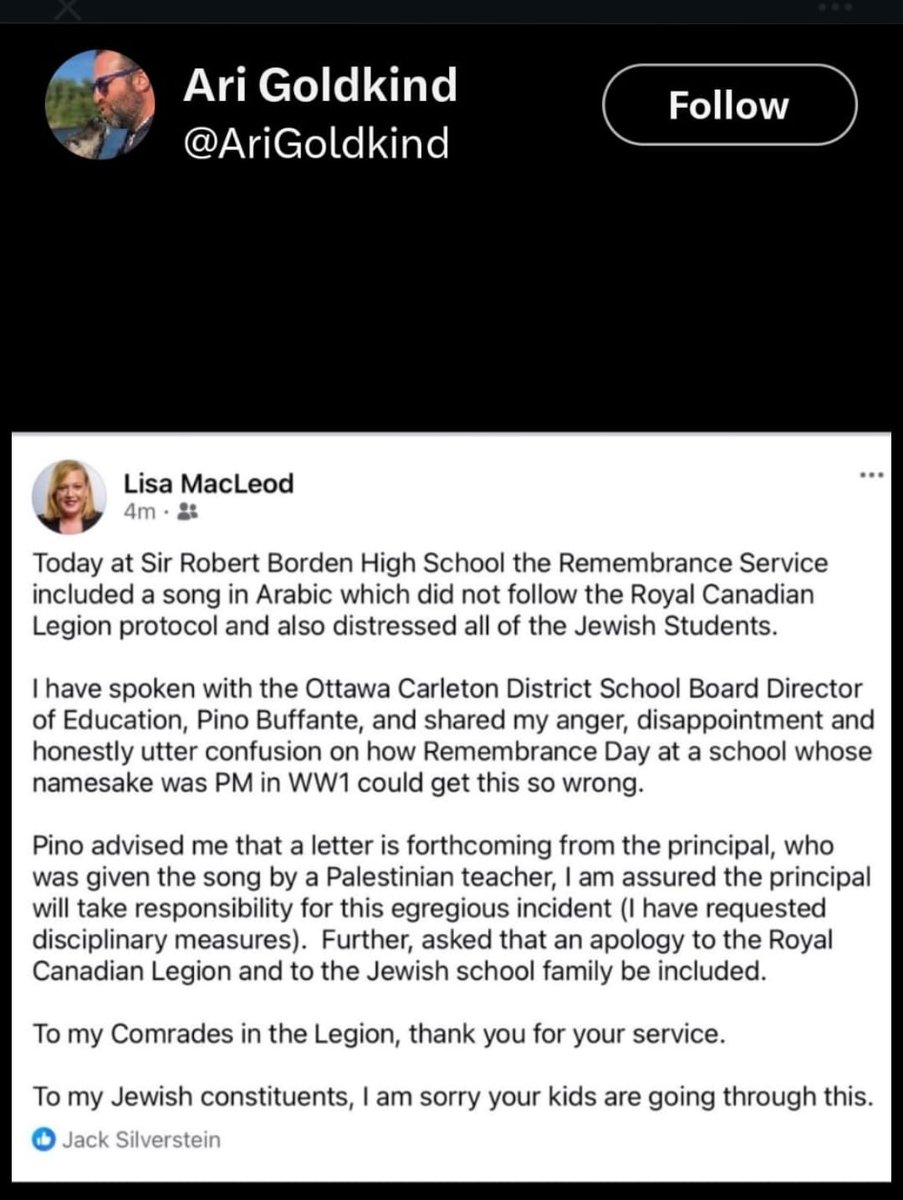 faisalkutty's tweet photo. Now it’s considered antisemitic to share a song about peace in Arabic? Here are the lyrics of the song played at a Remembrance Day event in Ottawa, now facing criticism from Zionist groups. Racist much? https://t.co/48DSvf31di