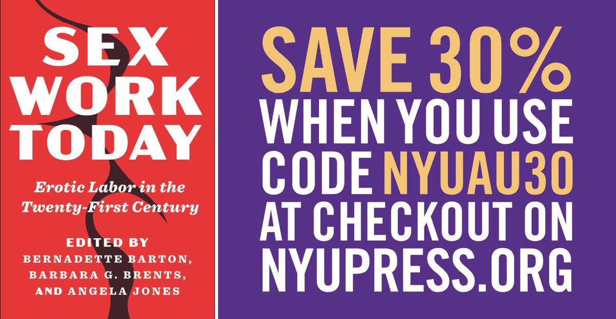 jessicavanmeir's tweet photo. I’m very excited that this book I wrote a chapter for, Sex Work Today: Erotic Labor in the Twenty-First Century is coming out in a week! Edited by Bernadette Barton, @barbbrents, and @drjonessoc.

If you want to pre-order, here’s a lil coupon 😊 https://t.co/4xCmkGSGL2