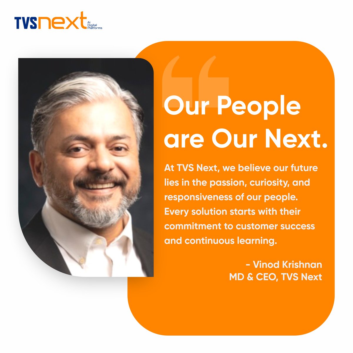 Hear from our dynamic leader, Vinod Krishnan, on how our people’s dedication shapes the future of TVS Next and drives innovation at every step. 

#ThoughtLeadershipatTVSNext #LeadersInAction #TailoringGrowth #TVSNext