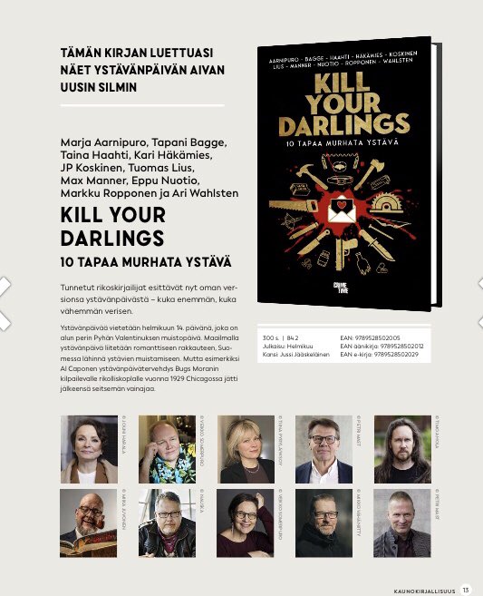 Eilen putkahti kirjakatalogi postiluukusta. Mukana tämä hyytävä ystävänpäivästä kertova tarinapaketti. <a href="/CrimeTime/">Crime Time dekkarit</a> #dekkari <a href="/DocendonKirjat/">Docendo</a> #dekkarit