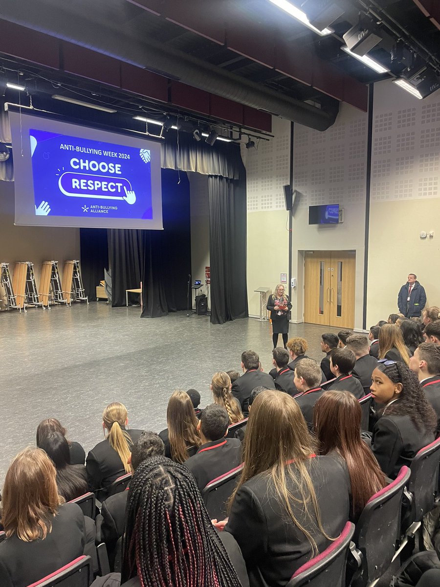 TUESDAY ASSEMBLY… Anti Bullying week assembly delivered by Miss Nutting today for Y9! 💚 We know our family value is RESPECT always so this week that is more important than ever! #BestYearTeam