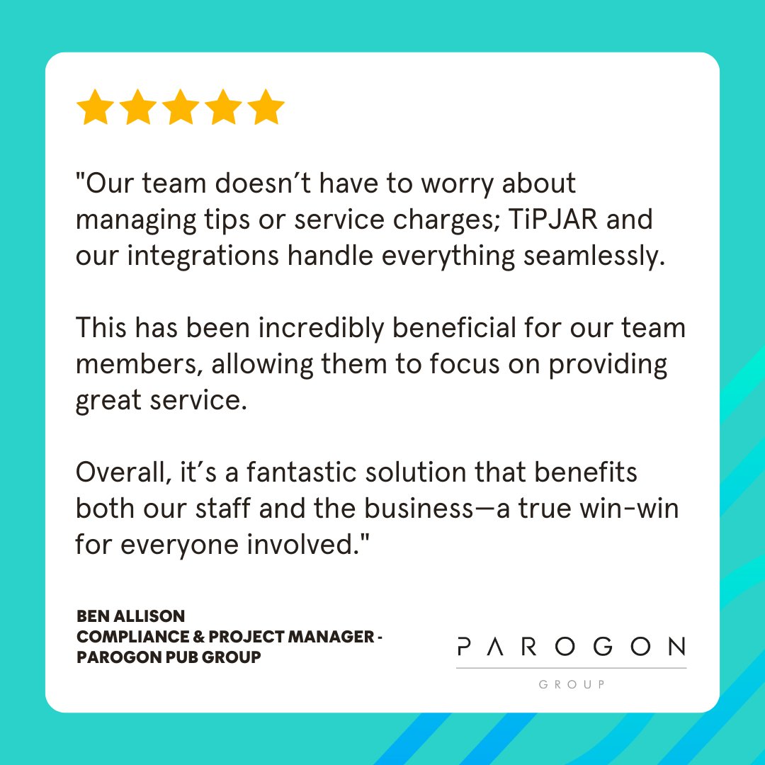 Parogon Pub Group’s team can now focus on service while TiPJAR seamlessly manages tips! It’s a win-win for staff &amp; business. Big shoutout to Sentiment Search for the data support! 📊👏 #TroncManagement #HospitalityTech
wearetipjar.com/insights/custo…