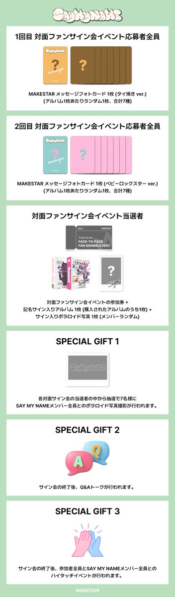 SAY MY NAME makestar サイン会 特典 7枚セット 韓国音楽 SAY MY NAME (セイマイネーム) - 1st EP 「SAY MY NAME