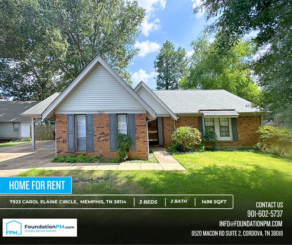 Foundation_PM's tweet photo. 🏡 FOR RENT: $1,750 / 3 BR / 2 BA / 1496 sqft in Memphis! 🌆
✨ Immediate Move-In! This stunning, newly renovated 3-bedroom home won’t last long! 🚫 ZERO Security Deposit for qualified applicants! 🎉 HALF OFF 1st MONTH'S RENT! https://t.co/S6Zvh1LRSu