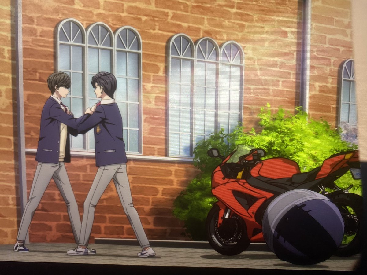 LynnLieArts's tweet photo. Giulio’s VA better explain why he plays characters who drive red motorcycles. He’s got a type https://t.co/50qfdy8gg1