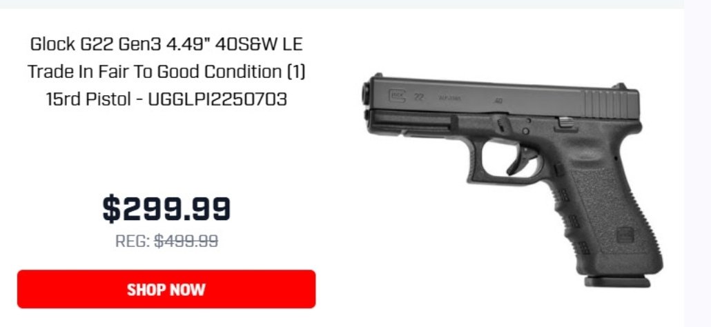 AKballistics's tweet photo. ⭐️🔥➡️ https://t.co/IuMOFZWttx
Glock 22 .40s&amp;w leo-trade-in pistols just $299.99.
Affiliate Link 🔥 
#40sw #LETradeins #Guns #GunDeals #Firearms #2AShallNotBeInfringed @palmettoarmory https://t.co/ekquYUOzBR