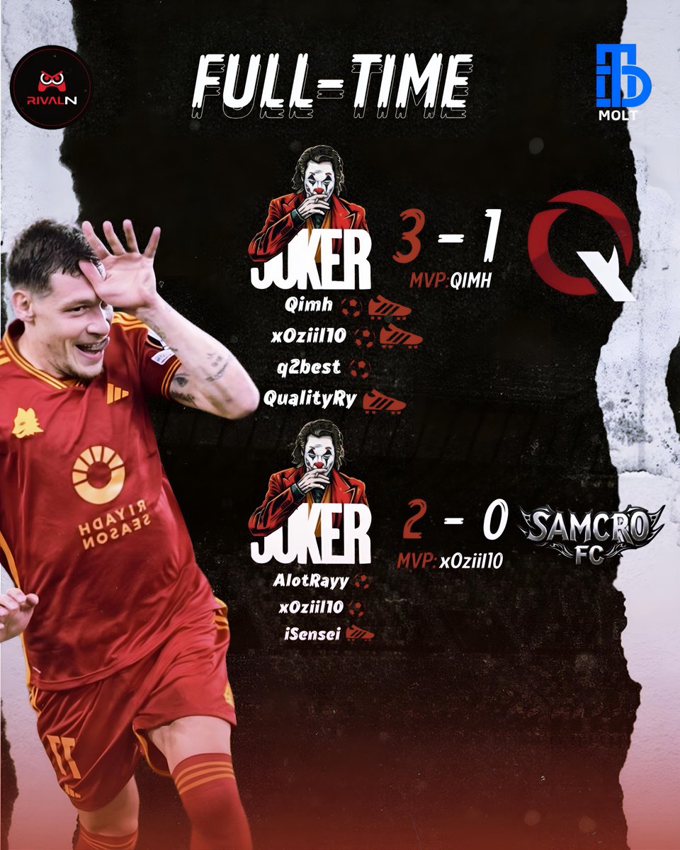 🛡️ | Round 8,8 
🆚 | @QEsports_PRO,<a href="/FC_SAMCRO/">SAMCRO FC</a> 
🏆 | <a href="/MOLT_D/">MOLT| CUP</a>,<a href="/Rivaln_app/">Rivaln | رايفل إن</a>