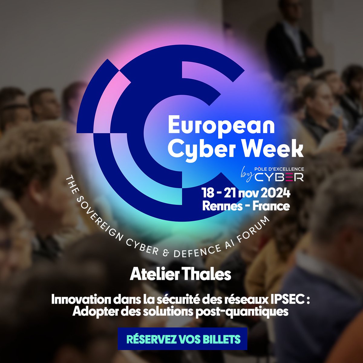 🛡️⚡️ Focus on an ECW 2024 event 🛡️⚡️: <a href="/Thales_Cyber/">Thales Cybersecurity Services</a> Workshop “Innovation in network security IPSEC: Adopting post-quantum solutions”.

Tuesday Nov 19 from 3:30 to 4:30 pm, you are invited to the second Thales Workshop of the European Cyber Week 2024!

<a href="/thegreenbow/">TheGreenBow Software</a>  <a href="/CryptonextS/">CryptoNext Security</a>