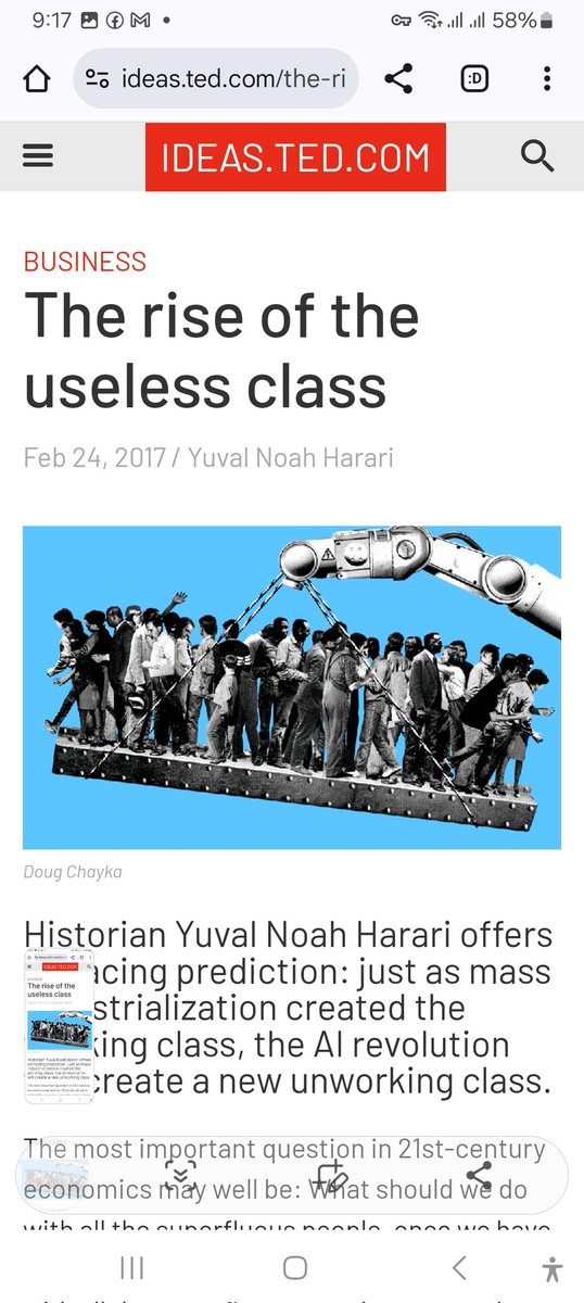 mikalkush's tweet image. &quot;Yuval Noah Harari argues that as artificial intelligence displaces many workers, we must develop new economic, social, and educational systems. The displaced individuals will form a “useless class” while the remaining “working class” will manage the machinery.&quot;

#uselessclass