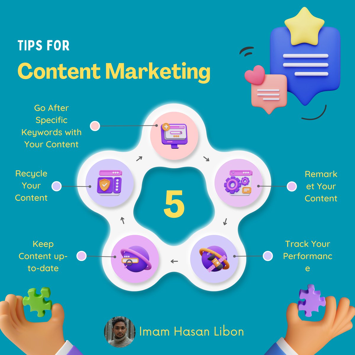Imamhasanlibon's tweet photo. 🚀 5 Tips for Content Marketing Success! 🚀

1️⃣ Target specific keywords
2️⃣ Recycle your content
3️⃣ Keep it up-to-date
4️⃣ Track performance
5️⃣ Remarket to engage your audience
Boost your content game with these essentials! 🔥 #ContentMarketing #DigitalMarketing #ImamHasanLibon https://t.co/JPwHy14kN9
