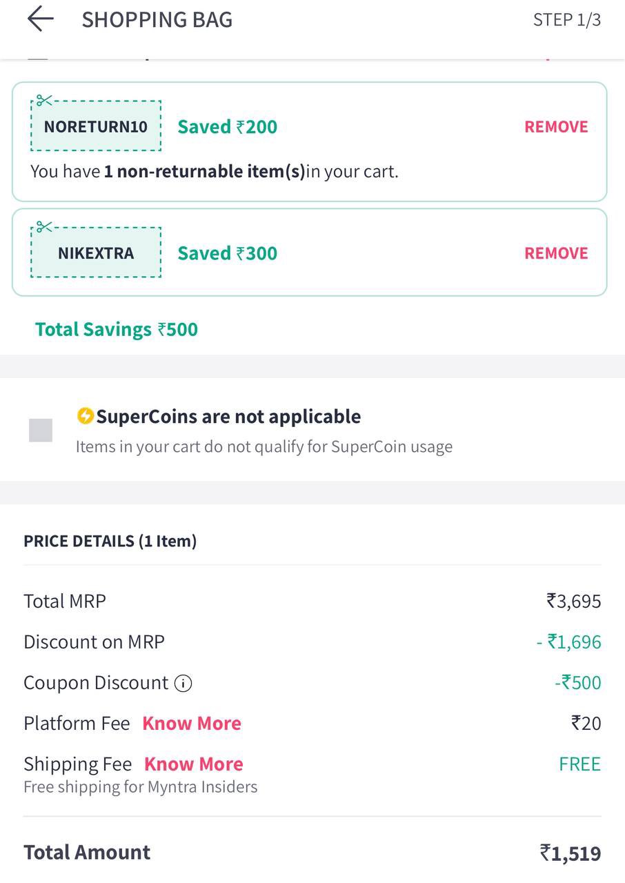 Myntra coupon code for nike shoes new arrivals