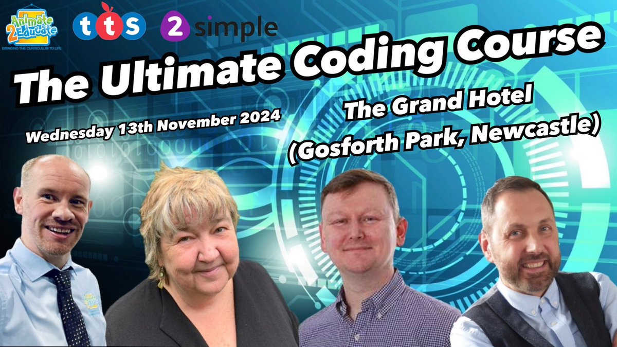 Martin Bailey (@animate2educate) on Twitter photo Excited to be welcoming a SOLD OUT audience of teachers from around the North East to the Grand Hotel (Gosforth Park, Newcastle) tomorrow for ‘The Ultimate Coding Course’. The course features fabulous keynotes from Julian S Wood <a href="/Ideas_Factory/">Julian S Wood</a> , Carol Allen <a href="/caroljallen/">Carol Allen</a> , Steve Excited to be welcoming a SOLD OUT audience of teachers from around the North East to the Grand Hotel (Gosforth Park, Newcastle) tomorrow for ‘The Ultimate Coding Course’. The course features fabulous keynotes from Julian S Wood <a href="/Ideas_Factory/">Julian S Wood</a> , Carol Allen <a href="/caroljallen/">Carol Allen</a> , Steve