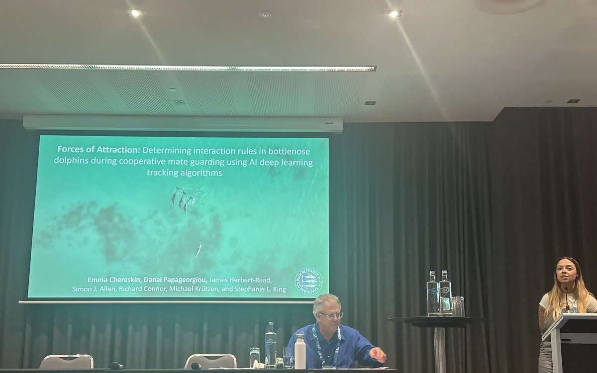 Shark Bay Dolphin Research (@researchdolphin) on Twitter photo Super cool talk by <a href="/EmmaChereskin/">Emma Chereskin</a> using AI deep learning tacking to understand interaction rules among allied male dolphins in a cooperative context #PerthSMM2024 #SMM2024 <a href="/BristolBioSci/">University of Bristol Biological Sciences</a> Super cool talk by <a href="/EmmaChereskin/">Emma Chereskin</a> using AI deep learning tacking to understand interaction rules among allied male dolphins in a cooperative context #PerthSMM2024 #SMM2024 <a href="/BristolBioSci/">University of Bristol Biological Sciences</a>