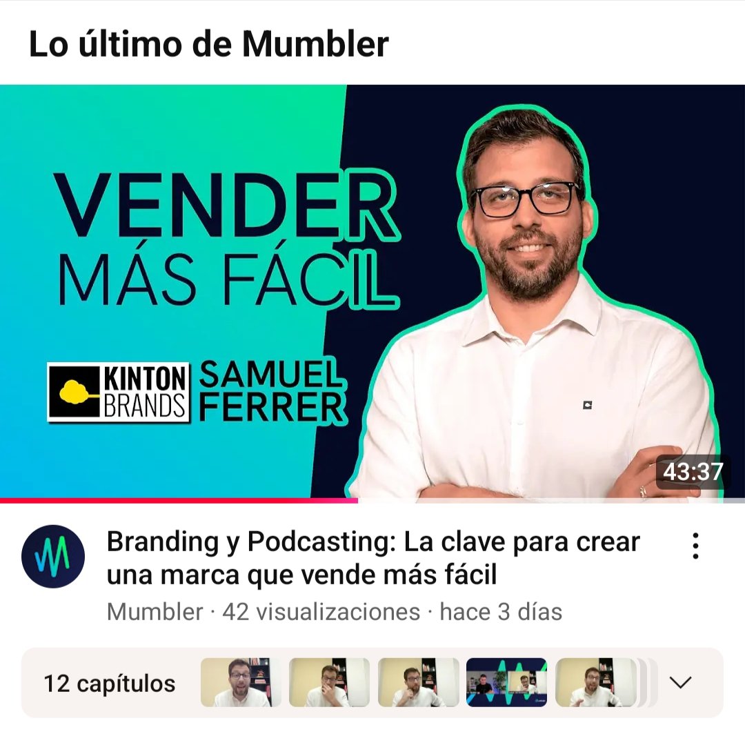 El contenido genera disponibilidad
👇
La disponibilidad genera autoridad
👇
La autoridad genera confianza
👇
y la confianza vende.

Ya está disponible mi charla con <a href="/polrodriguezriu/">Pol Rodríguez</a>  de @getmumbler sobre como el contenido ayuda a generar autoridad y confianza para vender + fácil