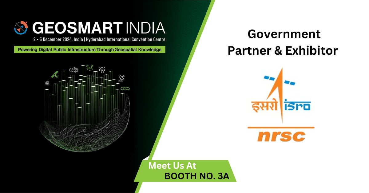 #GeoSmartIndia | We're Proud to announce National Remote Sensing Centre, <a href="/isro/">ISRO</a> as our Government Partner and Exhibitor at GeoSmart India 2024 – Booth 3A!

Register now: geosmartindia.net/2024/registrat…