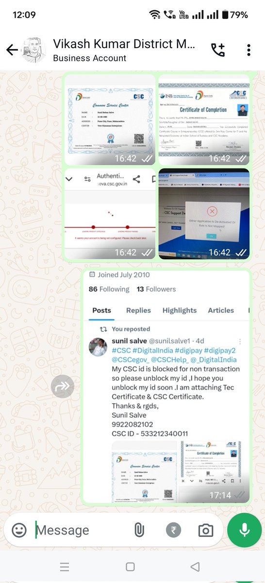 sunilsalve1's tweet photo. @csc_fintech @CSCHelp_ @Cschelpdesk2
#digipay #csc #cschelp
#digitalindia 
I have also been sending daily mails to CSC helpdesk, district manager, nodal officers and have also sent WhatsApp messages and tweets on Twitter, but I have not received any reply from anyone till date. https://t.co/SAanKZIOsi