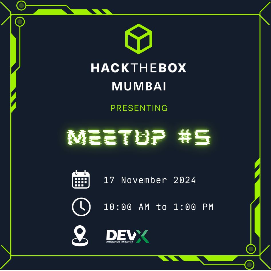 security_lit's tweet image. Get ready for upcoming @hackthebox_eu Mumbai Meetup 🚀

Join CJ for an insightful session on👇🏾

The Many Faces of C2: Adaptive Strategies for Red Team&quot;

Registration Link: lnkd.in/dtd9aDZE

#cybersecurity #mumbai #hackthebox #meetup