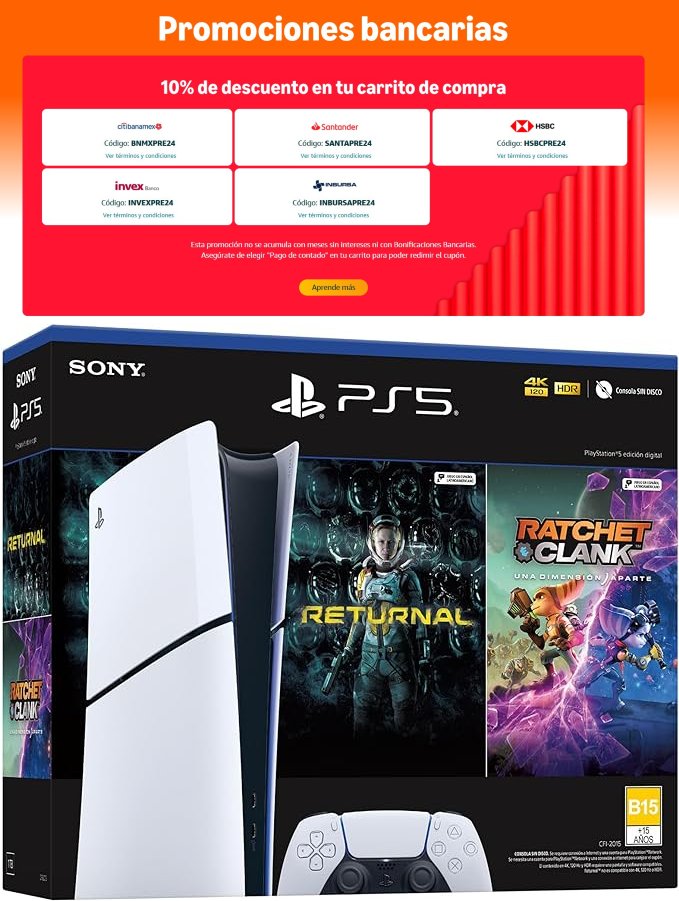 SÚPER OFERTA

Pack Consola PlayStation5 Slim Digital + Returnal y Ratchet and Clank se pone de 9999 a solo 6479 pesos con envío gratis y meses sin intereses (usando los cupones bancarios)
amzn.to/3YZl3aL