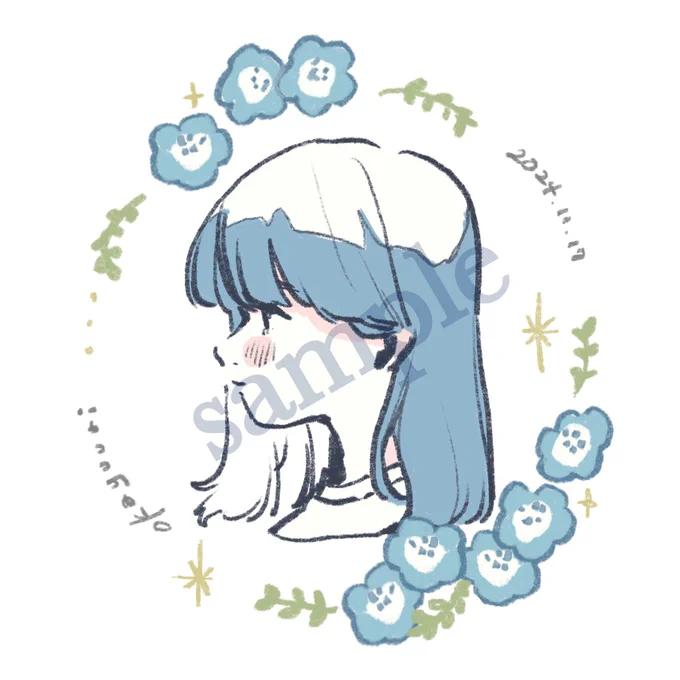 デザフェスSUZURIさんブースでにがおえオーダーを受注させていただきます。なんと!完成したイラストを使ってSUZURIで自由にアイテムを作れます選べるお花フレームデザイン¥3000土曜7名、日曜8名の数量限定。SUZURIの新機能「タクラミ」を使い、後日データお渡し。 