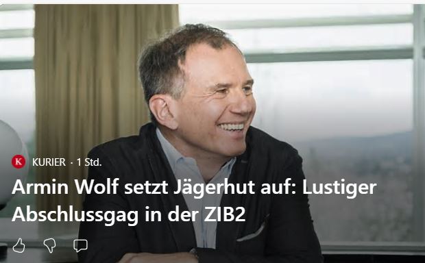 🤣🤣🤣🤣Jägerhut!!!! Weil Dornauer!!!!! 
Er ist schon ein Tausendsassa, unser Armin. 
Nicht nur weltbester Super-Journalist, sondern auch noch ein Talent als Komiker!!!