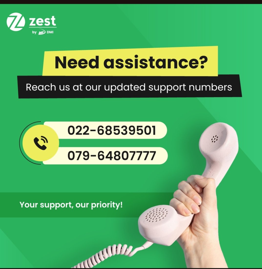 We've updated our customer support number! Now, you can reach us at 📞  022-68539501 or 079-64807777, available daily from 10 AM to 7 PM for all your queries.
 Thank you for being part of our community – we're here to support you every step of the way!

 #ZestMoney #ZestByDMI