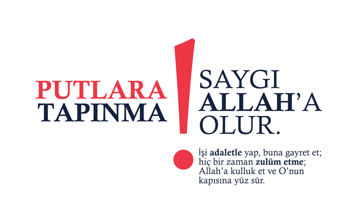 Hz.İbrâhim : “Şu tapınıp durduğunuz heykeller nedir? (Enbiya:52)

#PutlaraTapınmaSaygıAllahaOlur
#SaygıAllahaOlur
#Atatürk