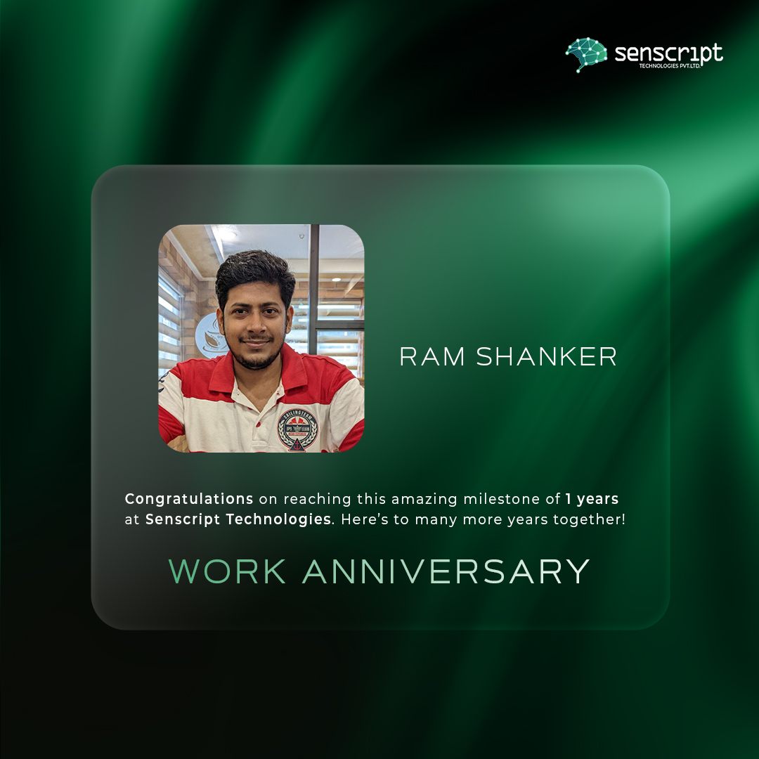 senscript's tweet image. Happy 1st Work Anniversary Mohiyudheen and Ram! 

A year of hard work, growth, and accomplishments! Mohiyudheen and Ram, your dedication and energy have been invaluable to our team. Thank you for your contributions and for making every day at work better.
