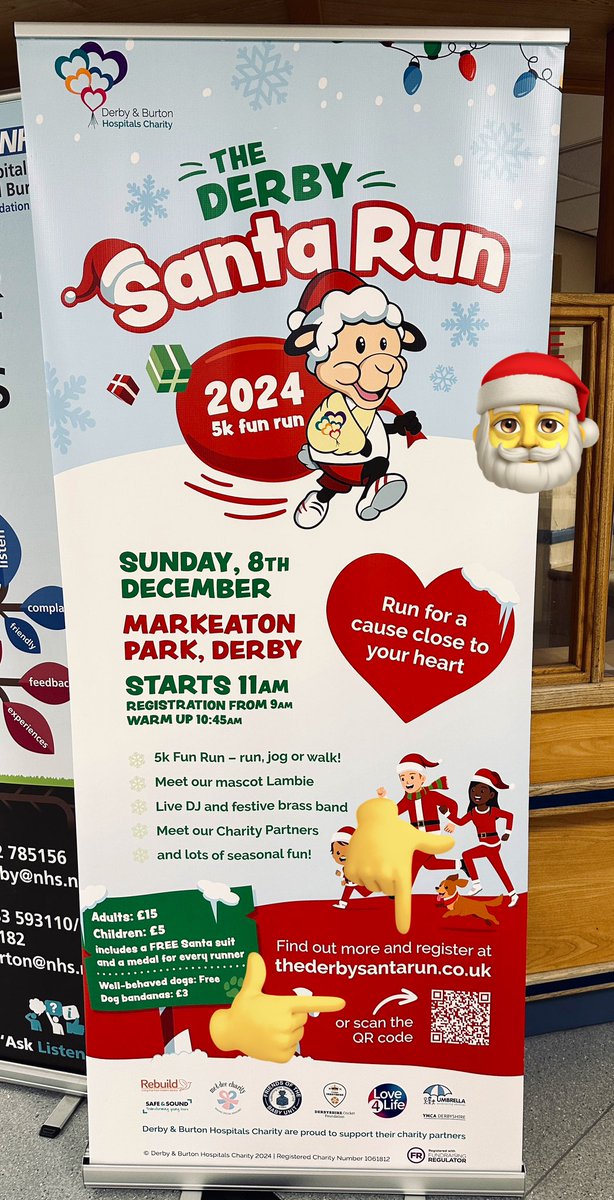 CherylD03845603's tweet image. FNCH colleagues have you signed up for the 5K Festive Fun Run on Sunday 08 December Markeaton Park Derby
thederbysantarun.co.uk
 #FNCH #SantaSuit #DerbySantaRun2024 @hospitalcharity @UHDBTrust