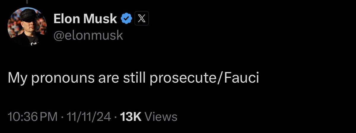 BREAKING ‼️ 

Elon Musk just confirmed his desire for prosecuting Anthony Fauci. Accountability for the greatest crime against humanity ever unleashed on the world is coming!