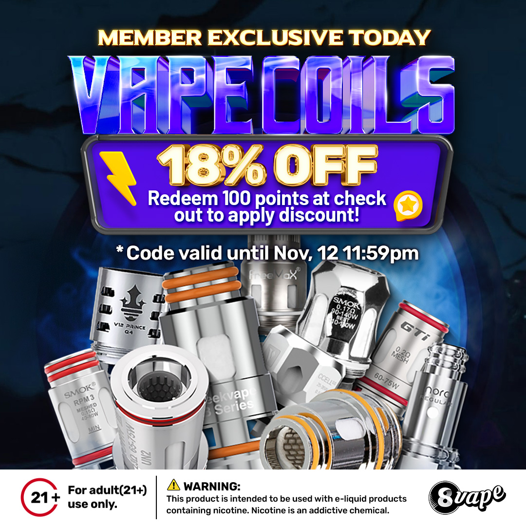 EightVape's tweet photo. 🔥 Members Only! Get 18% off vape coils today! Redeem 100 points at checkout and save big. Valid until midnight, Nov. 12—don’t miss out!
https://t.co/140zYZZlDe
#VapeDeals #VapeLife #VapingCommunity #CoilLife #VapeNation #VapeEssentials #VapeGear https://t.co/Zb30N15S91