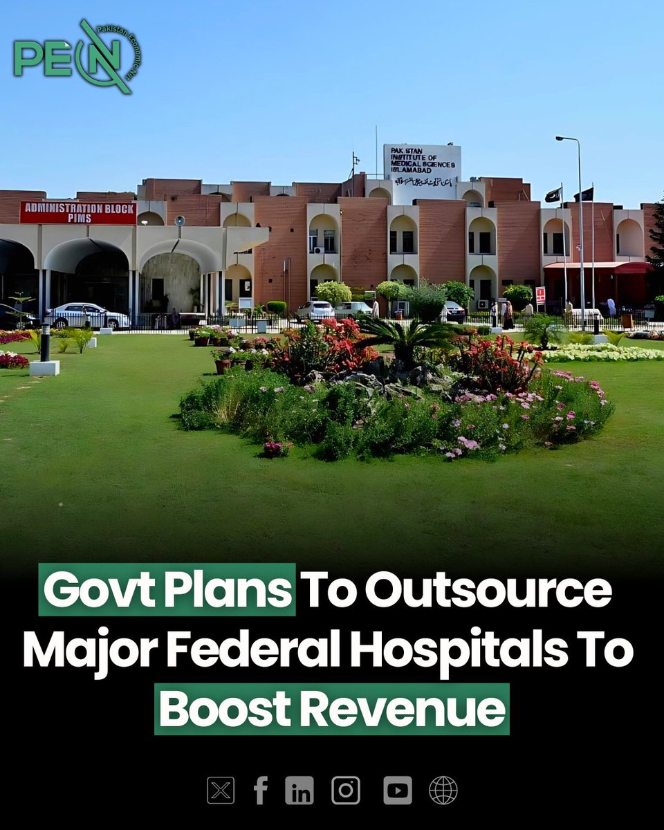 NetPakistan's tweet photo. The federal #government is considering outsourcing key government-run hospitals, including the Pakistan Institute of Medical Sciences (#PIMS), #Polyclinic, #CDAHospital in Islamabad, #SheikhZayedHospital in Lahore, and Jinnah Postgraduate Medical Complex in Karachi, as well as numerous dispensaries.
The plan involves awarding extendable contracts or adopting a public-private partnership (#PPP) model to reduce these facilities’ financial burden on the federal budget.
https://t.co/1tlgSP6wXi
#HealthcareReform #PublicPrivatePartnership #PakistanHospitals #BudgetOptimization #karachi #Islamabad