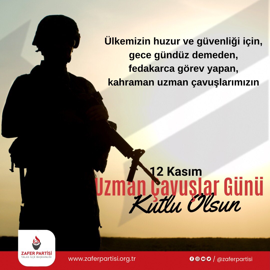zafer_talas's tweet image. Ülkemizin huzur ve güvenliği için gece gündüz demeden,
fedakarca görev yapan kahraman uzman çavuşlarımızın 12 Kasım Uzman Çavuşlar Günü kutlu olsun

#talas #zafer #partisi #uzmancavuslar #fedakarlık #asker @zaferpartisi @umitozdag