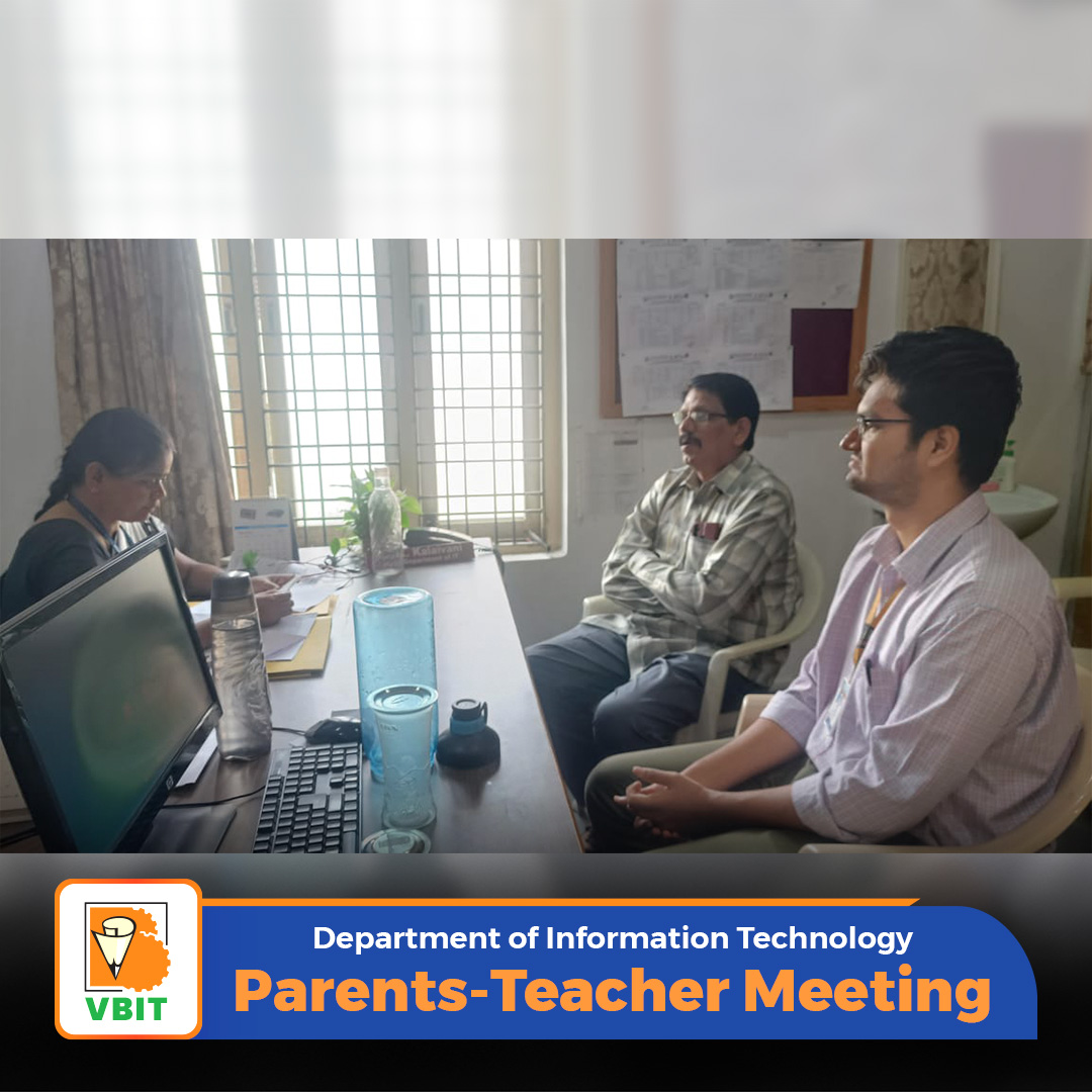 VBITHYD's tweet photo. #ParentsTeacherMeeting Department of #InformationTechnology.

The #DepartmentofIT hosted a productive #Parents-#Teacher Meeting, fostering meaningful #Discussions on students #AcademicPerformance, aspirations &amp; goals.

#VBIT #ParentTeacherMeeting #StudentSuccess #EducationMatters https://t.co/IunXGjJLnD