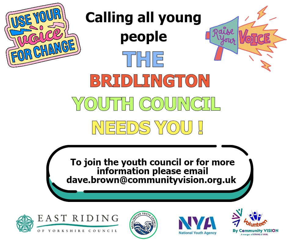 Anyone working in Bridlington or know of any Young people from Bridlington. A great opportunity to help create the very first Bridlington youth council #youngpeople #youthcouncil #youthempowerment #youthvoice #Bridlington