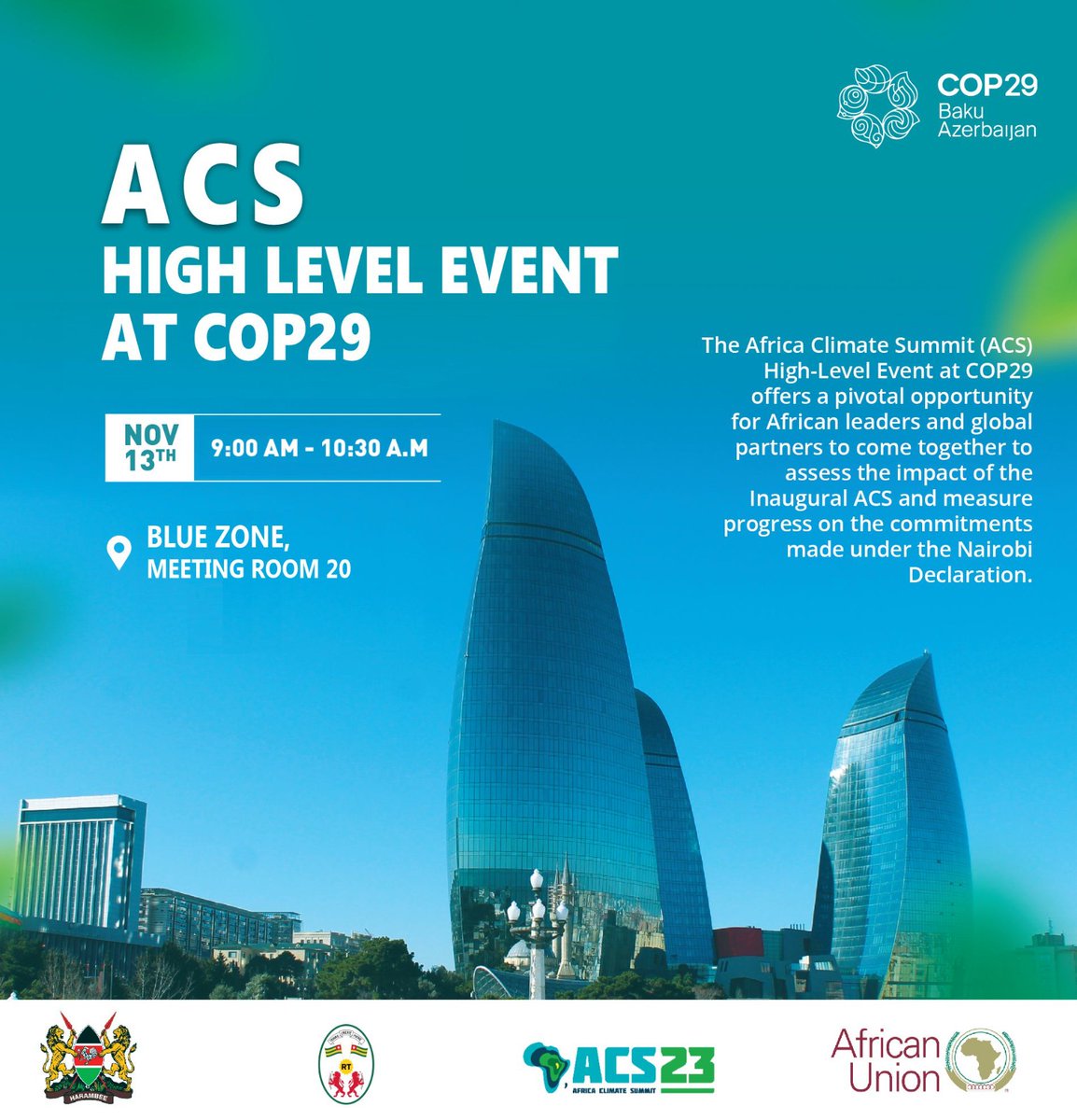 STEPHEN LETOO (@steveletoo) on Twitter photo Kenya, Togo and #AfricanUnion Set to Host a High Level Sideline event at the #COP29Baku to assess the Impact of the Africa Climate Summit <a href="/HonAdenDuale/">Hon. Aden Duale, EGH</a> <a href="/Eng_F_Ngeno/">Dr. Eng. Festus K. Ng’eno, MIEK, CBS</a> Kenya, Togo and #AfricanUnion Set to Host a High Level Sideline event at the #COP29Baku to assess the Impact of the Africa Climate Summit <a href="/HonAdenDuale/">Hon. Aden Duale, EGH</a> <a href="/Eng_F_Ngeno/">Dr. Eng. Festus K. Ng’eno, MIEK, CBS</a>