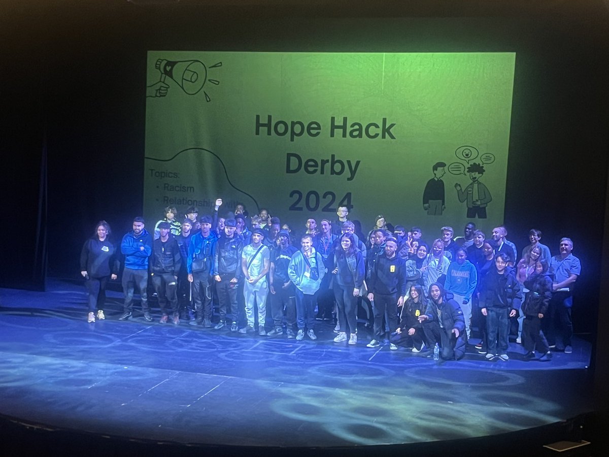Derby was a blast! <a href="/derbyshirevru/">Derby & Derbyshire VRU</a> <a href="/derbytheatre/">Derby Theatre</a> 🔥 🔥 🔥 

Our YMG crew awesome as ever!

Harmon, Jada &amp; <a href="/usmxnahmxd1/">Usman Ahmed</a> ✨

Awesome team effort led by <a href="/TremayneBlair/">Tremayne Blair</a> 

VRU family support <a href="/VR_Network/">Violence Reduction Network LLR</a> Lisa <a href="/GM_VRU/">Greater Manchester Violence Reduction Unit</a> Great seeing big Dave back 

Young people of Derby!!

#DerbyHopeHack