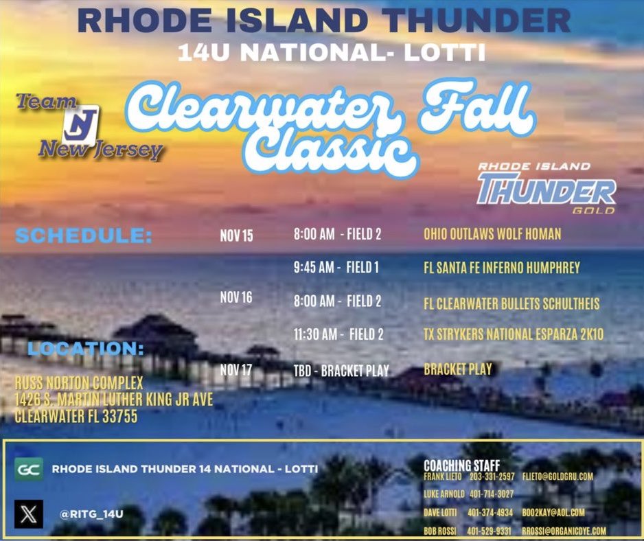 Schedule for this weekend in Florida.