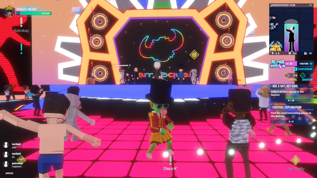 SingleLineArt's tweet photo. Vibin' out with @JamiroquaiHQ in @TheSandboxGame. Talk about virtual insanity 🤪😵‍💫 @TheSandboxGame https://t.co/M6uUJBwlEx #TheSandbox #AlphaSeason4 #AS4SocialChallenge https://t.co/HgxS4viIvs