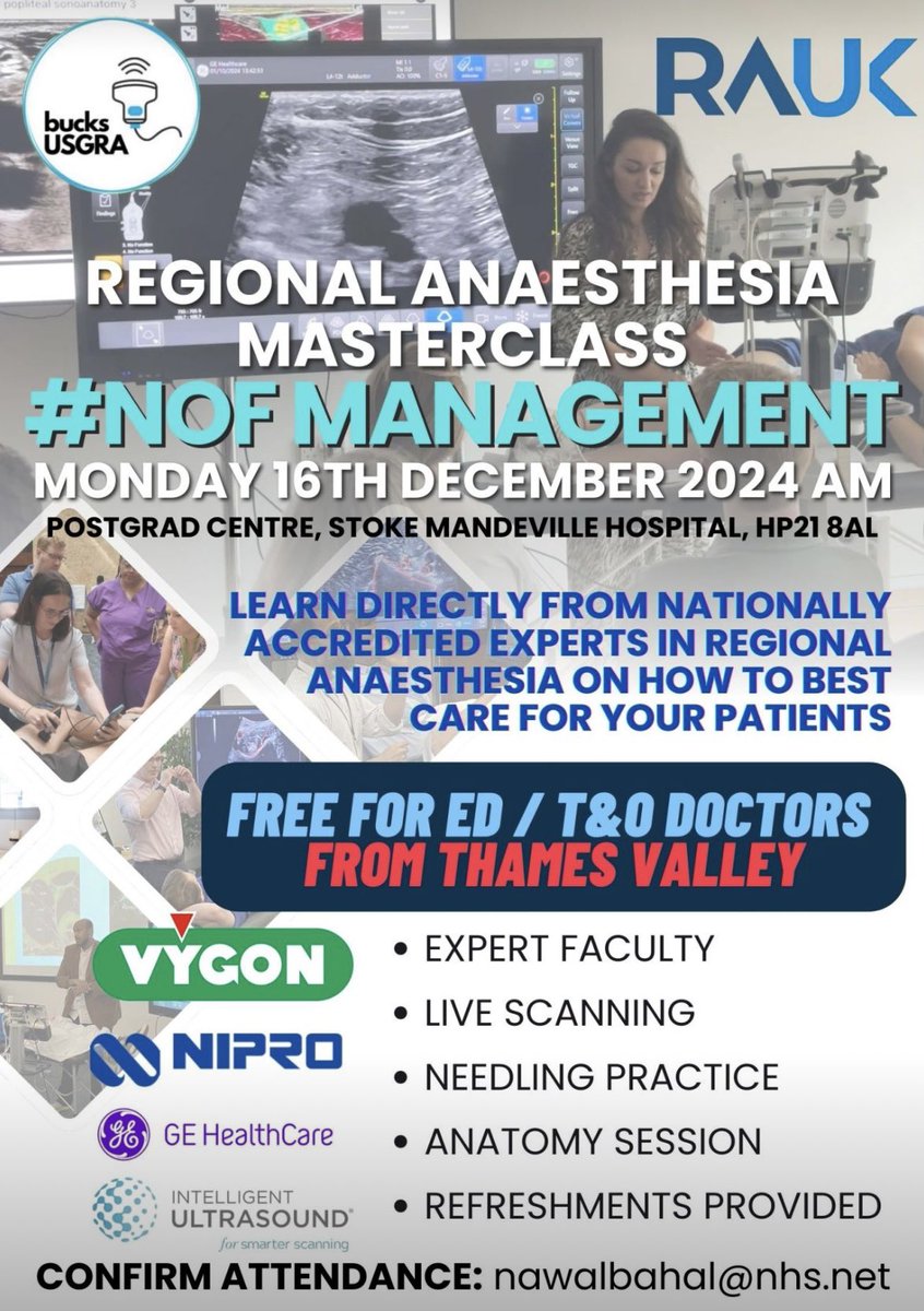 This <a href="/RegionalAnaesUK/">RA-UK</a> Approved workshop is the first we are running for non-anaesthetists. The response from EM physician colleagues has been amazing - we’re at capacity already!

🙏🏽 Thanks to our industry partners for their generous support &amp; of course to our amazing faculty.