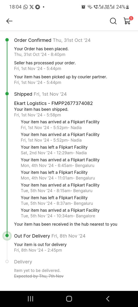 uttamkrmishra's tweet image. @Flipkart I have ordered laptop on 31st Oct,  but till now laptop has not been delivered.  I have raised several complaints for the same, but complaints are getting closed saying that it is resolved.  I am still waiting for delivered. Customer Support are there for namesake