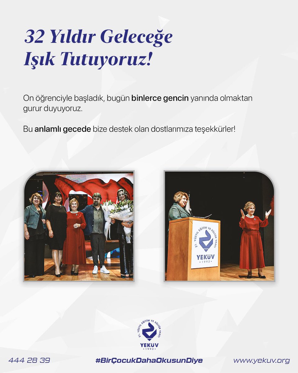 32 Yıldır Birlikte Geleceğe Işık Tutuyoruz✨

On öğrenciyle başladık, bugün binlerce gencin yanında olmaktan gurur duyuyoruz. Bu anlamlı gecede bize destek olan dostlarımıza teşekkürler!
.
.
.
.
#Yeküv #BirCocukDahaOkusunDiye #BirGencOkusunDiye #EğitimleMümkün