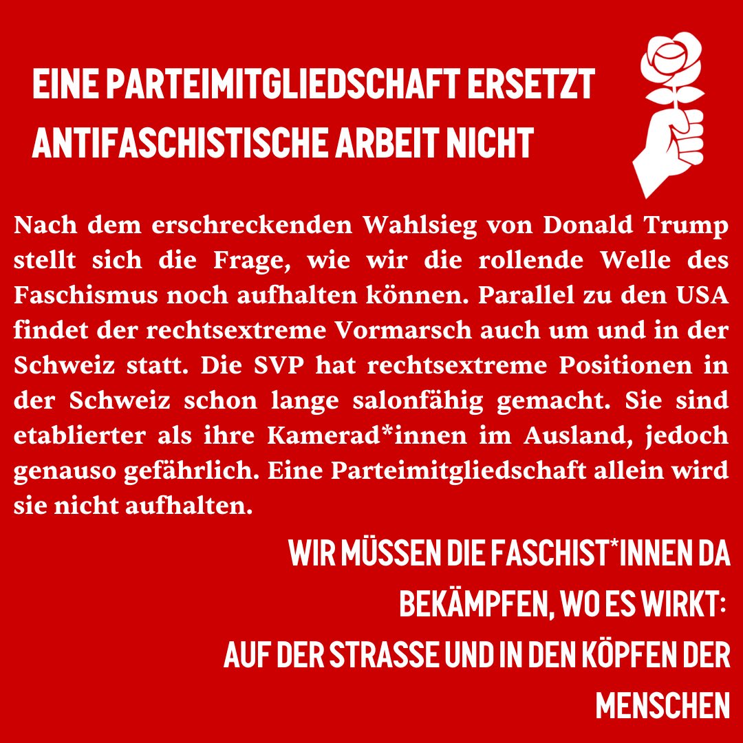 JUSOzh's tweet photo. EINE PARTEIMITGLIEDSCHAFT ERSETZT ANTIFASCHISTISCHE ARBEIT NICHT https://t.co/oSznEFIWnD