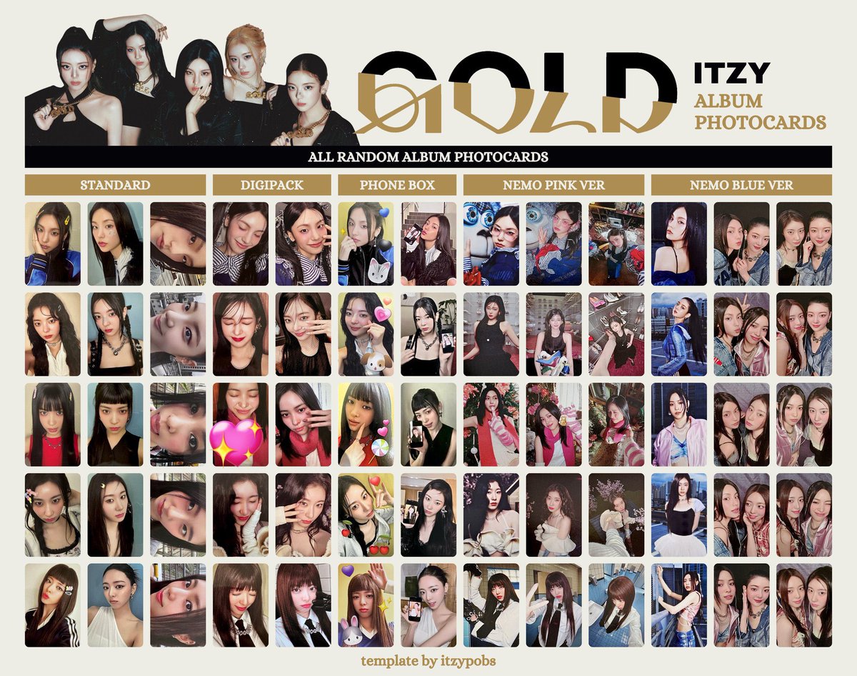itzy_goncha's tweet photo. ITZY GOLDトレカ 交換

【譲】1枚目 イェジ リア リュジン チェリョン
【求】2,3枚目💖＞💕 ユナ リュジン

同異種どちらでも検討します！
お気軽にリプお願いいたします！ https://t.co/ZYZSfy6Lxh