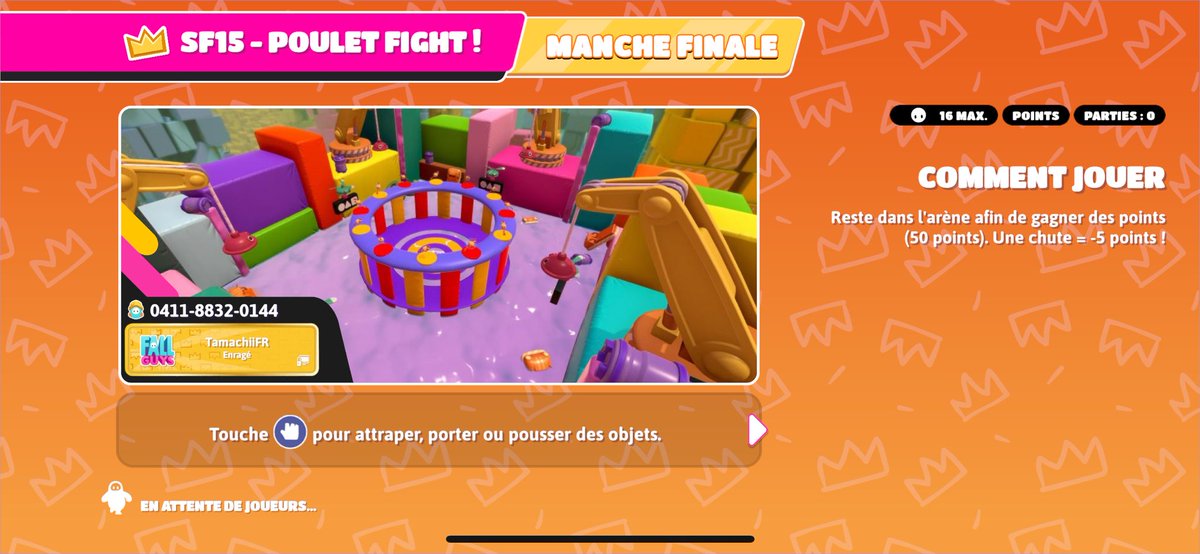 Poulet Fight ! Map à points

Reste dans l’arène afin de gagner des points et fait sortir tes adversaires de l’arène pour leur faire perdre des points !

Nouvelle map qui intègre le MapPool des Squid Fall !

#fallguys #fallguysCreative
