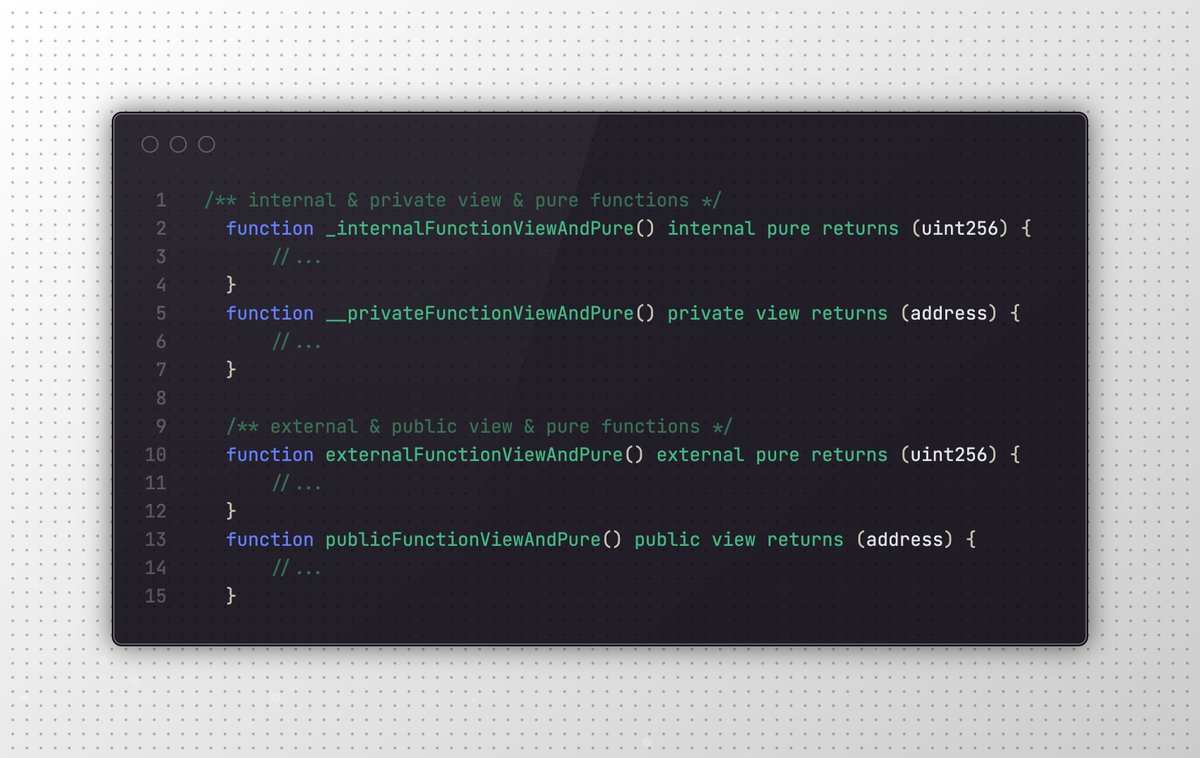0xKoiner's tweet image. # 0x05

Join the movement to create a unified coding standard in the Solidity ecosystem. Together, we can make smart contracts easier to read, maintain, and collaborate on.
#Ethereum #SolidityDev #CodeLayout #BlockchainDevelopment
@ethereum @solidity_lang