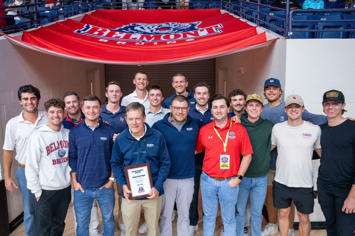 Last Friday night, surrounded by many of his former players, we honored our recently retired head coach, Scott Flynn, for his contributions to the men’s golf program and Belmont Athletics for the past 16 years.  Thank you Scott! ⛳️🐻 #itsbruintime